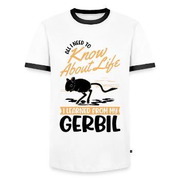 Gerbille Cadeau Rat de course Gerbille - T-shirt contrasté Homme - blanc/noir - Devant - AI Model Female 172 light (172cm) & AI Model Male 178 dark (178cm)