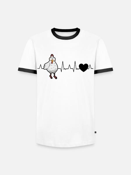 Chickens Heartbeat Chicken Farmer - Men's Ringer Shirt - white/black