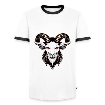 Occult Demon Lucifer goat Geschenkidee - Männer Kontrast-T-Shirt - Weiß/Schwarz - Vorne - AI Model Female 172 light (172cm) & AI Model Male 178 dark (178cm)