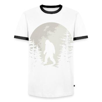 Spooky Bigfoot Silhouette Full Moon Mystery - T-shirt contrasté Homme - blanc/noir - Devant - AI Model Female 172 light (172cm) & AI Model Male 178 dark (178cm)