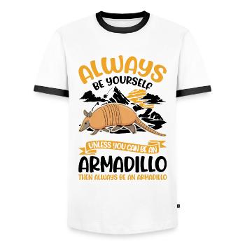 Always be yourself Armadillo Gürteltier - Men's Ringer Shirt - white/black - Front - AI Model Female 172 light (172cm) & AI Model Male 178 dark (178cm)