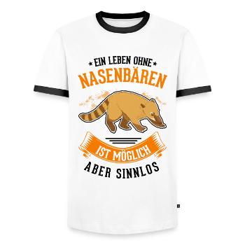 A life without coatis is possible, but pointless - Men's Ringer Shirt - white/black - Front - AI Model Female 172 light (172cm) & AI Model Male 178 dark (178cm)