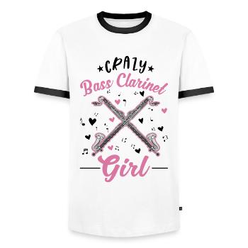 Clarinette basse folle - T-shirt contrasté Homme - blanc/noir - Devant - AI Model Female 172 light (172cm) & AI Model Male 178 dark (178cm)