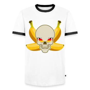 Bananenrepublik Schädel Bananen - Männer Kontrast-T-Shirt - Weiß/Schwarz - Vorne - AI Model Female 172 light (172cm) & AI Model Male 178 dark (178cm)