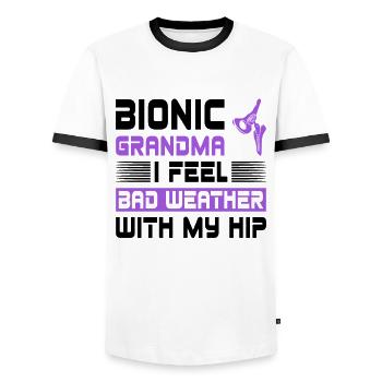 Umgebautes Hüft-oma-design Für Eine Oma Nach Einer - Men's Ringer Shirt - white/black - Front - AI Model Female 172 light (172cm) & AI Model Male 178 dark (178cm)