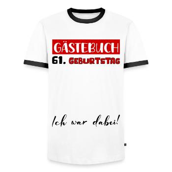 61 Geburtstag Geschenk Damen Deko Herren Gästebuch - Männer Kontrast-T-Shirt - Weiß/Schwarz - Vorne - AI Model Female 172 light (172cm) & AI Model Male 178 dark (178cm)
