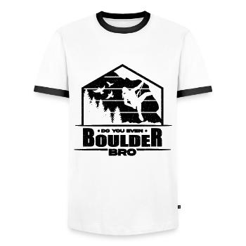 Do You Even Boulder Bro Climbing Wall Climber - Männer Kontrast-T-Shirt - Weiß/Schwarz - Vorne - AI Model Female 172 light (172cm) & AI Model Male 178 dark (178cm)
