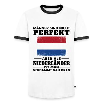 Holland Niederlande Niederländer Niederländisches - Männer Kontrast-T-Shirt - Weiß/Schwarz - Vorne - AI Model Female 172 light (172cm) & AI Model Male 178 dark (178cm)