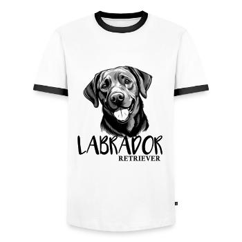 Labrador Dog Retriever Dog Fan Mistress Master - Men's Ringer Shirt - white/black - Front - AI Model Female 172 light (172cm) & AI Model Male 178 dark (178cm)