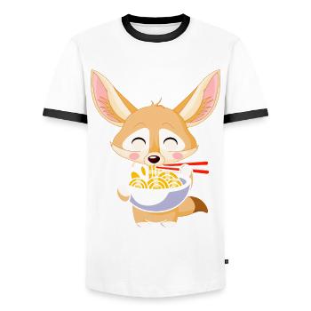 Fennec Foxes Food Ramen Noodles Fennec Foxes - Men's Ringer Shirt - white/black - Front - AI Model Female 172 light (172cm) & AI Model Male 178 dark (178cm)