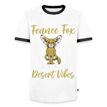 Fennec Foxes Desert Vibes Fennec Fox Owner - Men's Ringer Shirt - white/black - Front - AI Model Female 172 light (172cm) & AI Model Male 178 dark (178cm)