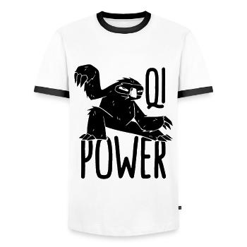 Qi Power Tai Chi Martial Arts Taiji Tai Chi Lover - Männer Kontrast-T-Shirt - Weiß/Schwarz - Vorne - AI Model Female 172 light (172cm) & AI Model Male 178 dark (178cm)