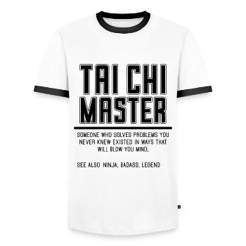 Tai Chi Master Someone Who Solves Tai Chi Chuan - Men's Ringer Shirt - white/black - Front - AI Model Female 172 light (172cm) & AI Model Male 178 dark (178cm)