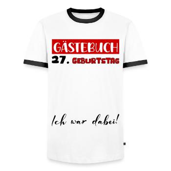 27 Geburtstag Geschenk Damen Deko Herren Gästebuch - Männer Kontrast-T-Shirt - Weiß/Schwarz - Vorne - AI Model Female 172 light (172cm) & AI Model Male 178 dark (178cm)