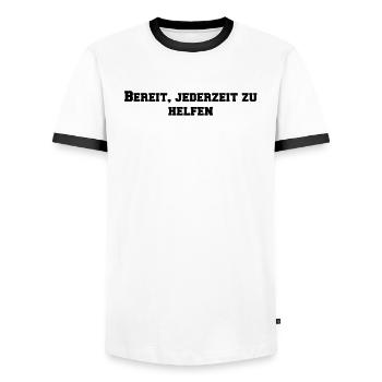 Feuerwehr - Bereit, jederzeit zu helfen - Männer Kontrast-T-Shirt - Weiß/Schwarz - Vorne - AI Model Female 172 light (172cm) & AI Model Male 178 dark (178cm)