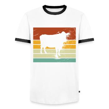 Kuh Retro Muh Landwirt Milch Bauernhof Geschenk - Männer Kontrast-T-Shirt - Weiß/Schwarz - Vorne - AI Model Female 172 light (172cm) & AI Model Male 178 dark (178cm)