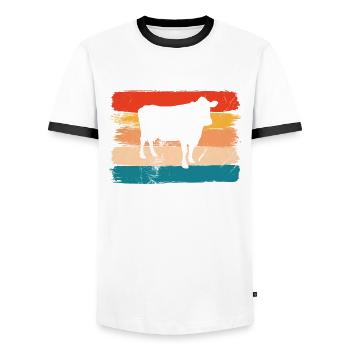 Kuh Retro Muh Landwirt Milch Bauernhof Geschenk - Männer Kontrast-T-Shirt - Weiß/Schwarz - Vorne - AI Model Female 172 light (172cm) & AI Model Male 178 dark (178cm)