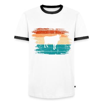 Kuh Retro Muh Landwirt Milch Bauernhof Geschenk - Männer Kontrast-T-Shirt - Weiß/Schwarz - Vorne - AI Model Female 172 light (172cm) & AI Model Male 178 dark (178cm)