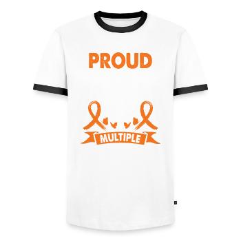 Son Multiple Sclerosis Warrior Awareness Month - Men's Ringer Shirt - white/black - Front - AI Model Female 172 light (172cm) & AI Model Male 178 dark (178cm)