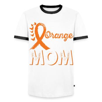 Wear orange for Month of Consciousness - Men's Ringer Shirt - white/black - Front - AI Model Female 172 light (172cm) & AI Model Male 178 dark (178cm)