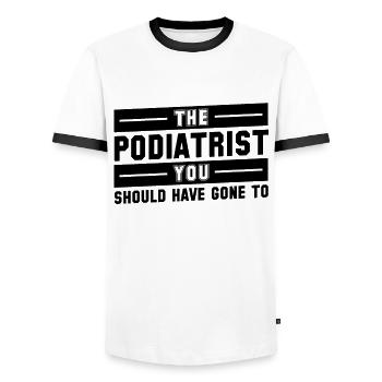 Podologe Fußpflege Pediküre Podologie Geschenke - Männer Kontrast-T-Shirt - Weiß/Schwarz - Vorne - AI Model Female 172 light (172cm) & AI Model Male 178 dark (178cm)