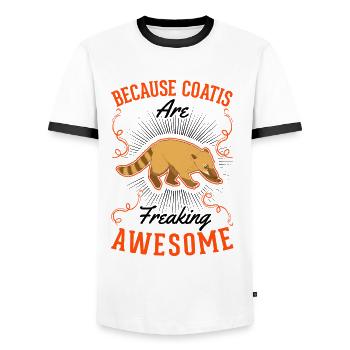 Coati Gift Proboscis Bear Coati - Men's Ringer Shirt - white/black - Front - AI Model Female 172 light (172cm) & AI Model Male 178 dark (178cm)