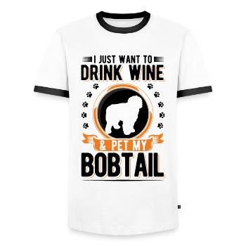 Bobtail and wine - Men's Ringer Shirt - white/black - Front - AI Model Female 172 light (172cm) & AI Model Male 178 dark (178cm)