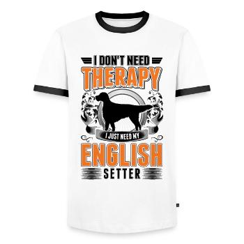 English Setter Therapie Englischer Setter - Männer Kontrast-T-Shirt - Weiß/Schwarz - Vorne - AI Model Female 172 light (172cm) & AI Model Male 178 dark (178cm)