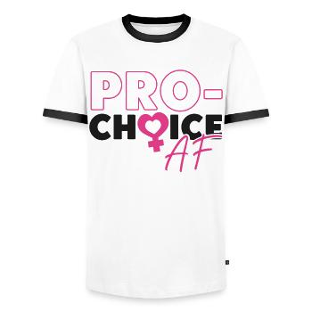 Feminist Pro-Choice Af - Männer Kontrast-T-Shirt - Weiß/Schwarz - Vorne - AI Model Female 172 light (172cm) & AI Model Male 178 dark (178cm)