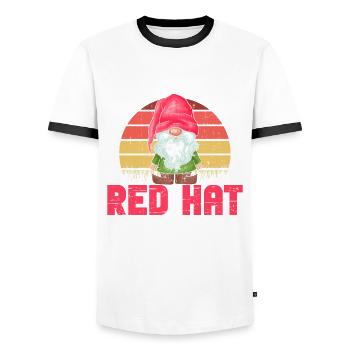 Gnome Jardinage Anti Valentinstag Gartenzwerg - T-shirt contrasté Homme - blanc/noir - Devant - AI Model Female 172 light (172cm) & AI Model Male 178 dark (178cm)