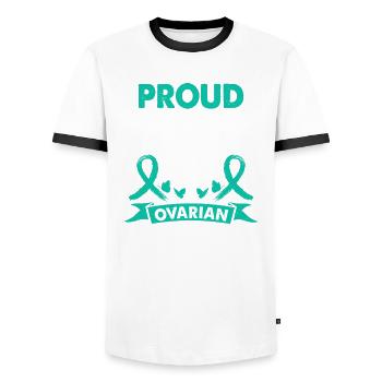Mutter Des - Männer Kontrast-T-Shirt - Weiß/Schwarz - Vorne - AI Model Female 172 light (172cm) & AI Model Male 178 dark (178cm)
