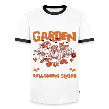Gartenzwerg Und Halloween Gartenzwerg - Männer Kontrast-T-Shirt - Weiß/Schwarz - Vorne - AI Model Female 172 light (172cm) & AI Model Male 178 dark (178cm)