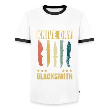 Messermacher Und Messerschmiede Klingenschmied - T-shirt contrasté Homme - blanc/noir - Devant - AI Model Female 172 light (172cm) & AI Model Male 178 dark (178cm)