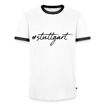 Stuttgart - Men's Ringer Shirt - white/black - Front - AI Model Female 172 light (172cm) & AI Model Male 178 dark (178cm)