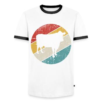 Kuh Retro Muh Landwirt Milch Bauernhof Geschenk - Männer Kontrast-T-Shirt - Weiß/Schwarz - Vorne - AI Model Female 172 light (172cm) & AI Model Male 178 dark (178cm)