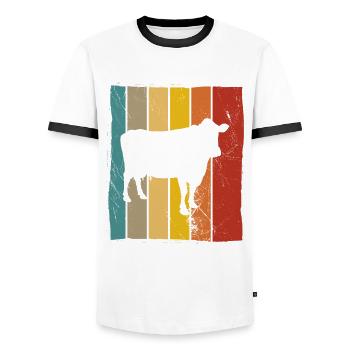Kuh Retro Muh Landwirt Milch Bauernhof Geschenk - Männer Kontrast-T-Shirt - Weiß/Schwarz - Vorne - AI Model Female 172 light (172cm) & AI Model Male 178 dark (178cm)