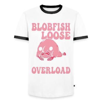 Surcharge de gentillesse du propriétaire de Blobfish - T-shirt contrasté Homme - blanc/noir - Devant - AI Model Female 172 light (172cm) & AI Model Male 178 dark (178cm)