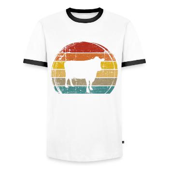 Kuh Retro Muh Landwirt Milch Bauernhof Geschenk - Männer Kontrast-T-Shirt - Weiß/Schwarz - Vorne - AI Model Female 172 light (172cm) & AI Model Male 178 dark (178cm)