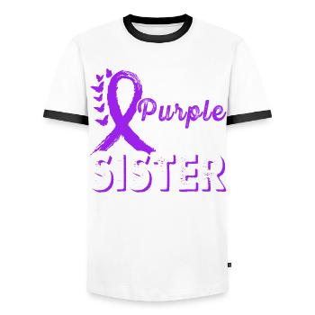 Portez du violet pour la sensibilisation à la soeur lupus - T-shirt contrasté Homme - blanc/noir - Devant - AI Model Female 172 light (172cm) & AI Model Male 178 dark (178cm)