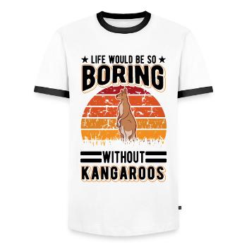 Kangourou australien Kangourou australien - T-shirt contrasté Homme - blanc/noir - Devant - AI Model Female 172 light (172cm) & AI Model Male 178 dark (178cm)