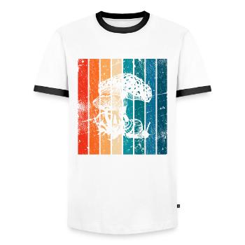 Mushroom Mushrooms Boletus Toadstool Retro Gift - Men's Ringer Shirt - white/black - Front - AI Model Female 172 light (172cm) & AI Model Male 178 dark (178cm)