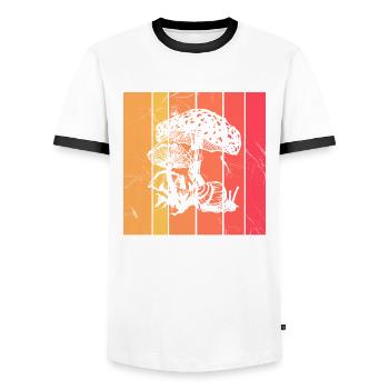 Mushroom Mushrooms Boletus Toadstool Retro Gift - Men's Ringer Shirt - white/black - Front - AI Model Female 172 light (172cm) & AI Model Male 178 dark (178cm)
