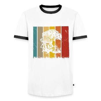 Mushroom Mushrooms Boletus Toadstool Retro Gift - Men's Ringer Shirt - white/black - Front - AI Model Female 172 light (172cm) & AI Model Male 178 dark (178cm)