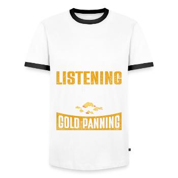 Prospecteurs d’or, chercheurs d’or, chercheurs d’or - T-shirt contrasté Homme - blanc/noir - Devant - AI Model Female 172 light (172cm) & AI Model Male 178 dark (178cm)