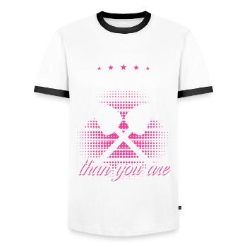 Hobby Horse Girl Riding Hobbyhorse - Men's Ringer Shirt - white/black - Front - AI Model Female 172 light (172cm) & AI Model Male 178 dark (178cm)