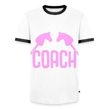 Hobby Horse Riding Hobbyhorse - Men's Ringer Shirt - white/black - Front - AI Model Female 172 light (172cm) & AI Model Male 178 dark (178cm)