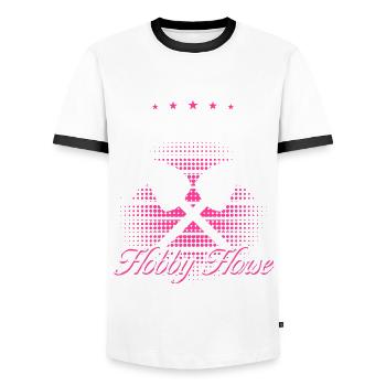 Hobby Horse Rider Hobbyhorse - Men's Ringer Shirt - white/black - Front - AI Model Female 172 light (172cm) & AI Model Male 178 dark (178cm)