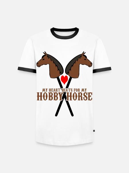 Hobby Horse Rider Riding Hobbyhorse - Men's Ringer Shirt - white/black