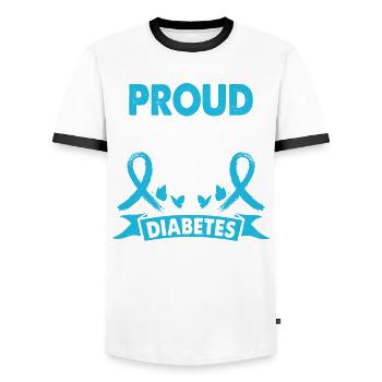 Mois de sensibilisation des guerriers du diabète - T-shirt contrasté Homme - blanc/noir - Devant - AI Model Female 172 light (172cm) & AI Model Male 178 dark (178cm)