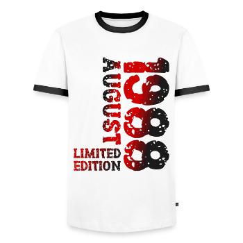 1988 August Limited Edition 35. Geburtstag Outfit - Männer Kontrast-T-Shirt - Weiß/Schwarz - Vorne - AI Model Female 172 light (172cm) & AI Model Male 178 dark (178cm)